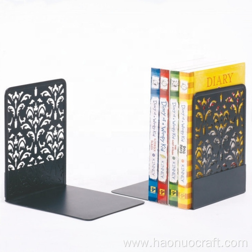 Elegante soporte de metal para libros, libro ornamental de estudiantes.